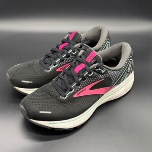 Brooks Ghost 14 Running Shoes Black‎ Pink Women's Size 9 Athletic Sneakers